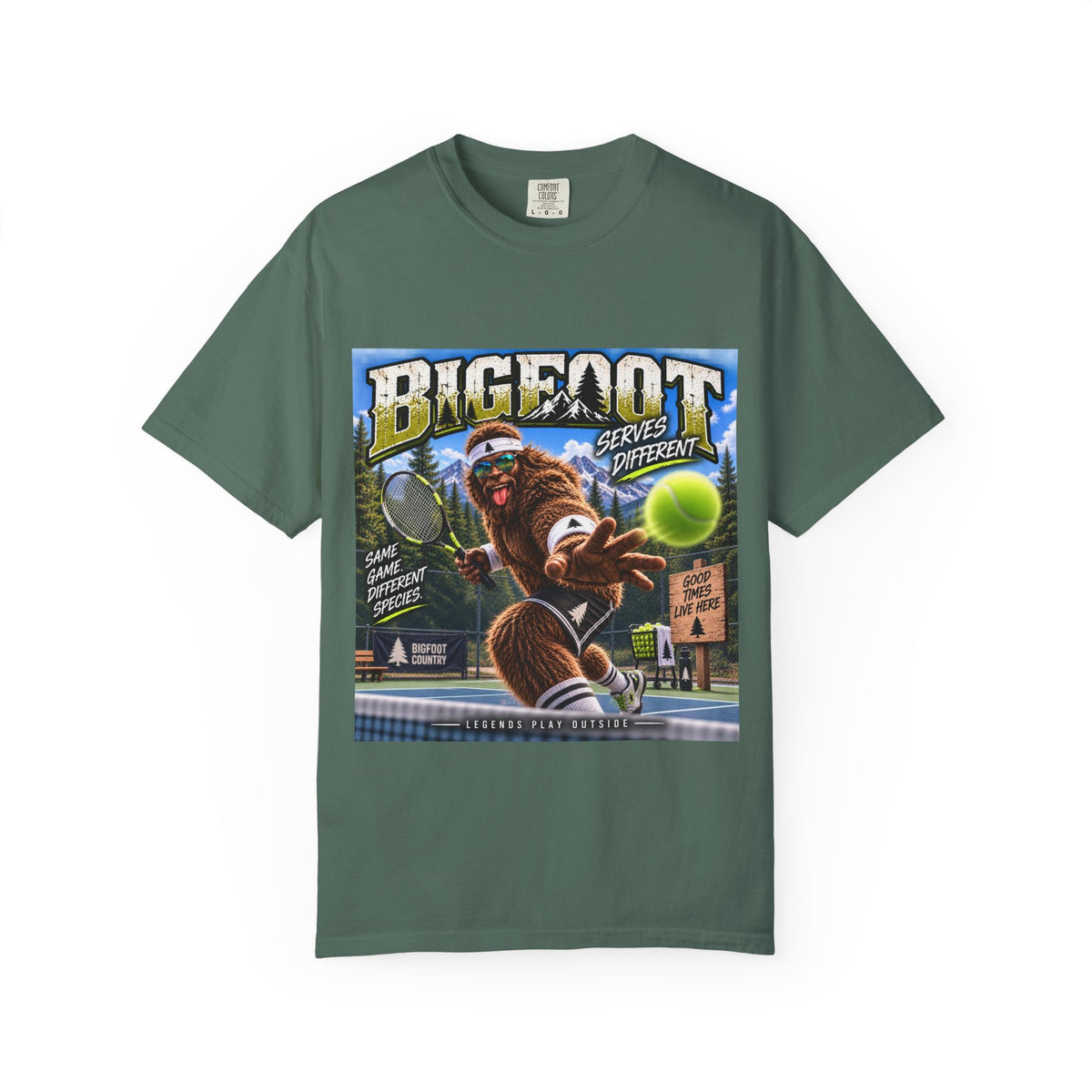 Bigfoot Tennis Graphic T-Shirt | Vintage Sports Monster Illustration