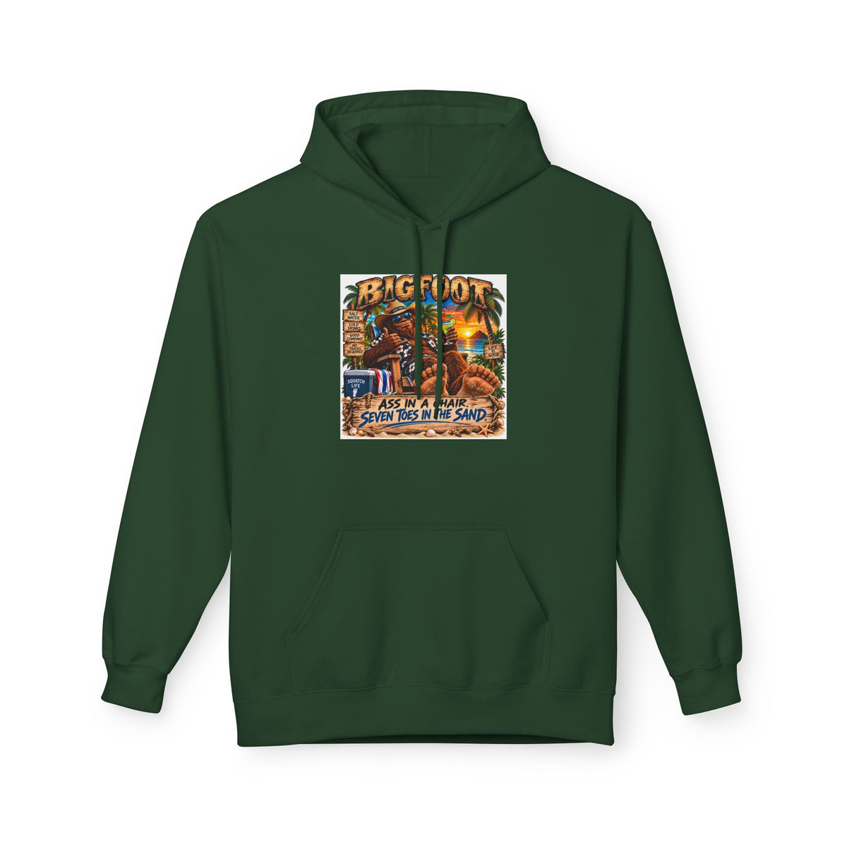 Big Lot Vintage Tropical Scene Hoodie | Sunset Palm Trees, Beach Road Sign