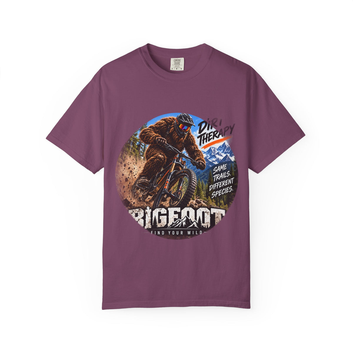 Dirt Therapy Mountain Biker Graphic T-Shirt | Bigfoot Trail Adventure