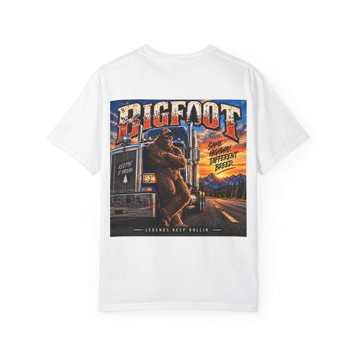 Back-Print  Bigfoot Trucker Vintage Graphic T-Shirt | Sasquatch Highway Retro Design