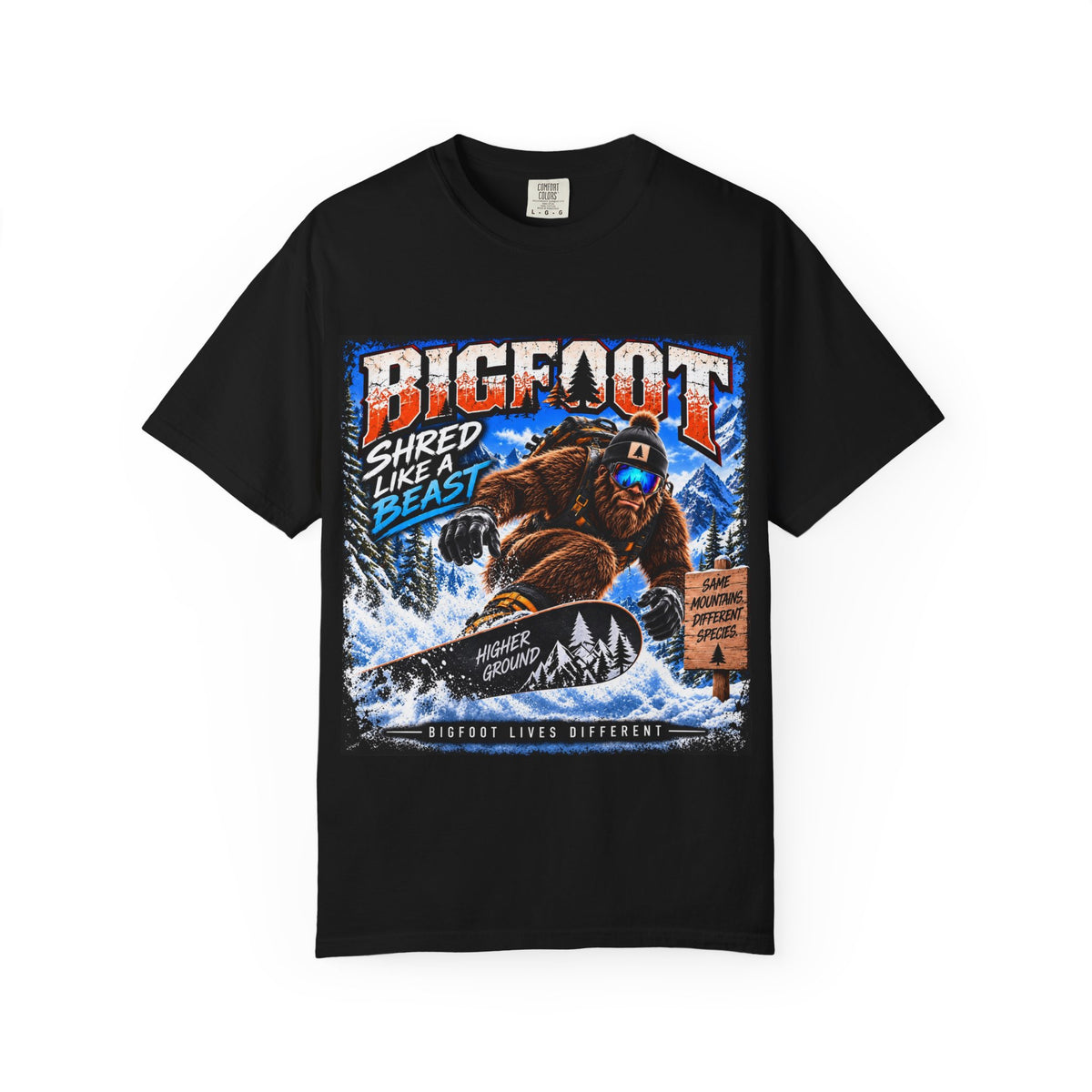Bigfoot Snowboarder Illustration T-Shirt | Shred Like a Beast Tee