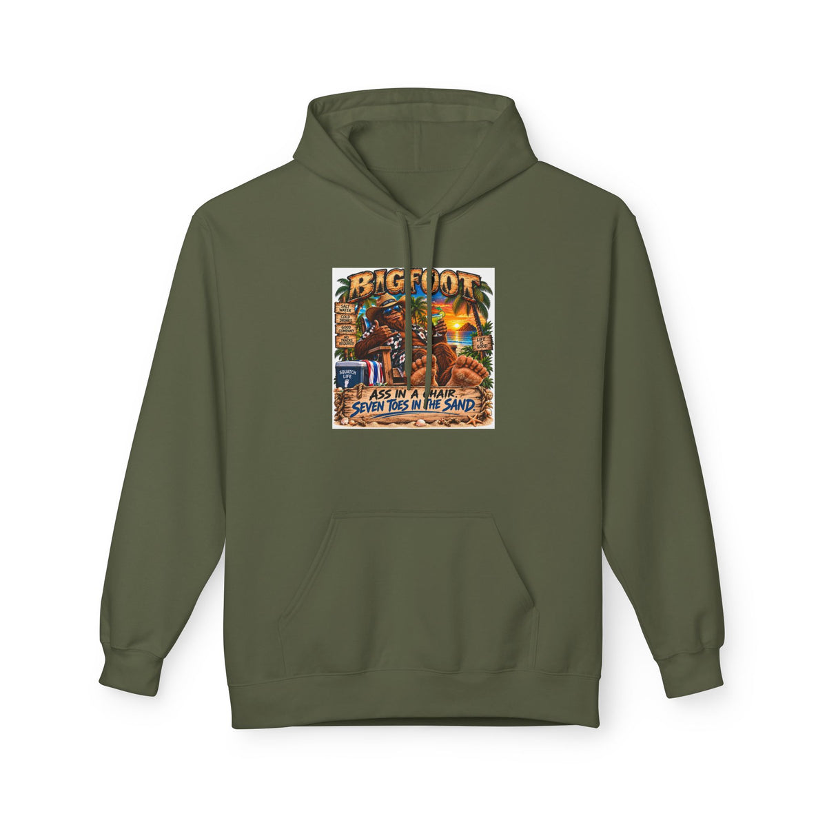 Big Lot Vintage Tropical Scene Hoodie | Sunset Palm Trees, Beach Road Sign