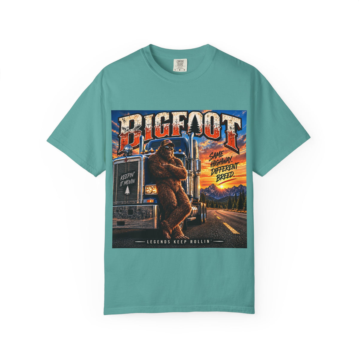 Bigfoot Trucker Vintage Graphic T-Shirt | Sasquatch Highway Retro Design