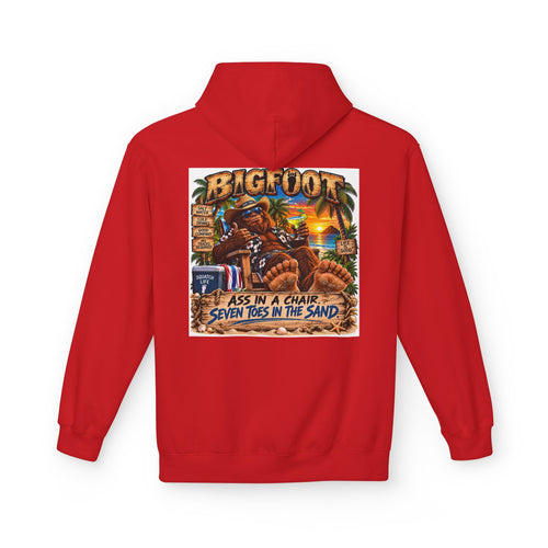 Back Print - Big Lot Vintage Tropical Scene Hoodie | Sunset Palm Trees, Beach Road Sign