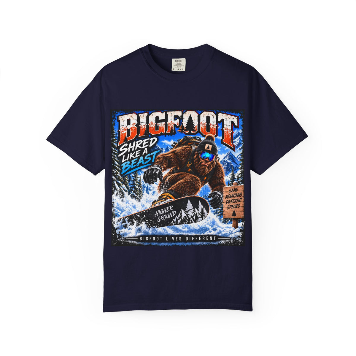 Bigfoot Snowboarder Illustration T-Shirt | Shred Like a Beast Tee