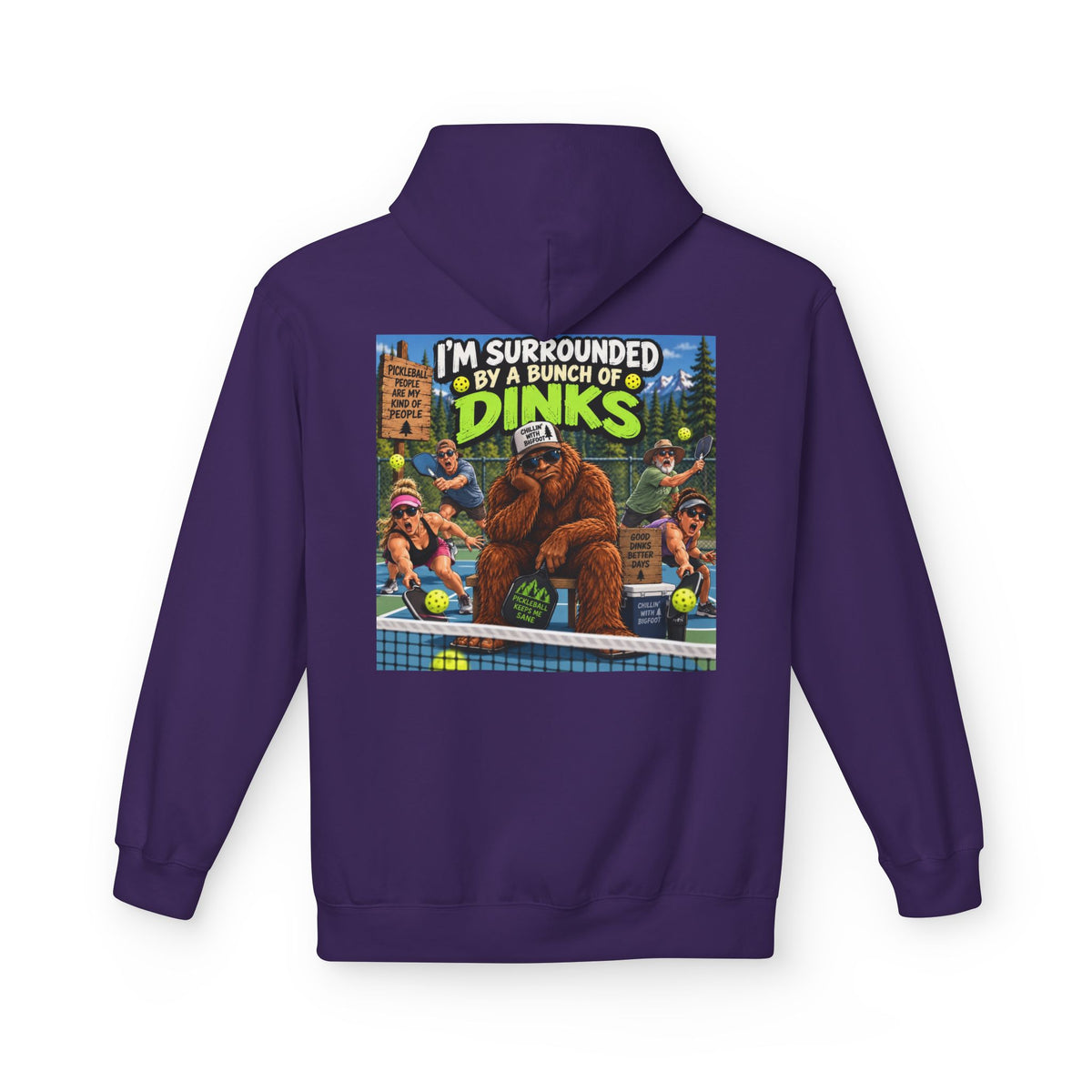 Back Print - I'm Surrounded by Dinos Hoodie | Retro Cartoon Dinosaur Illustration