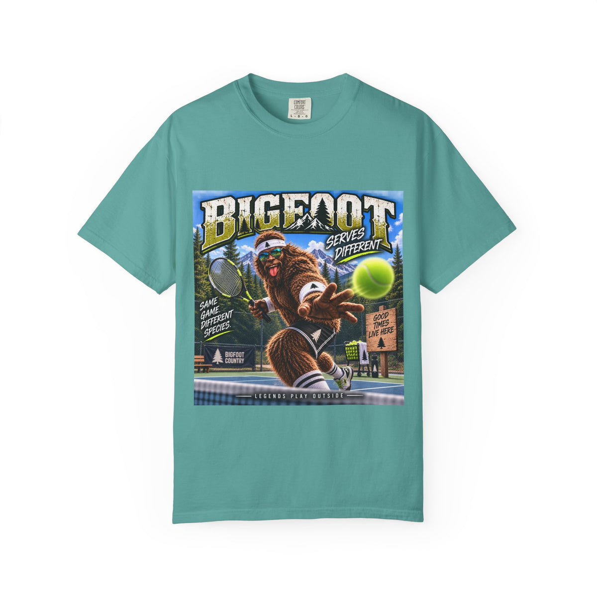 Bigfoot Tennis Graphic T-Shirt | Vintage Sports Monster Illustration