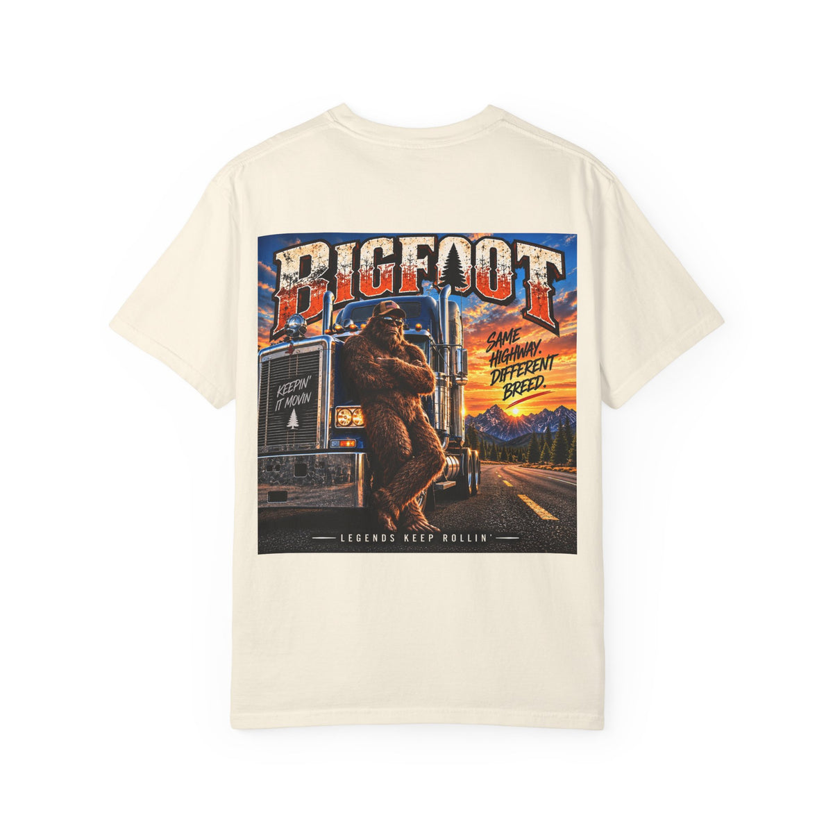 Back-Print  Bigfoot Trucker Vintage Graphic T-Shirt | Sasquatch Highway Retro Design