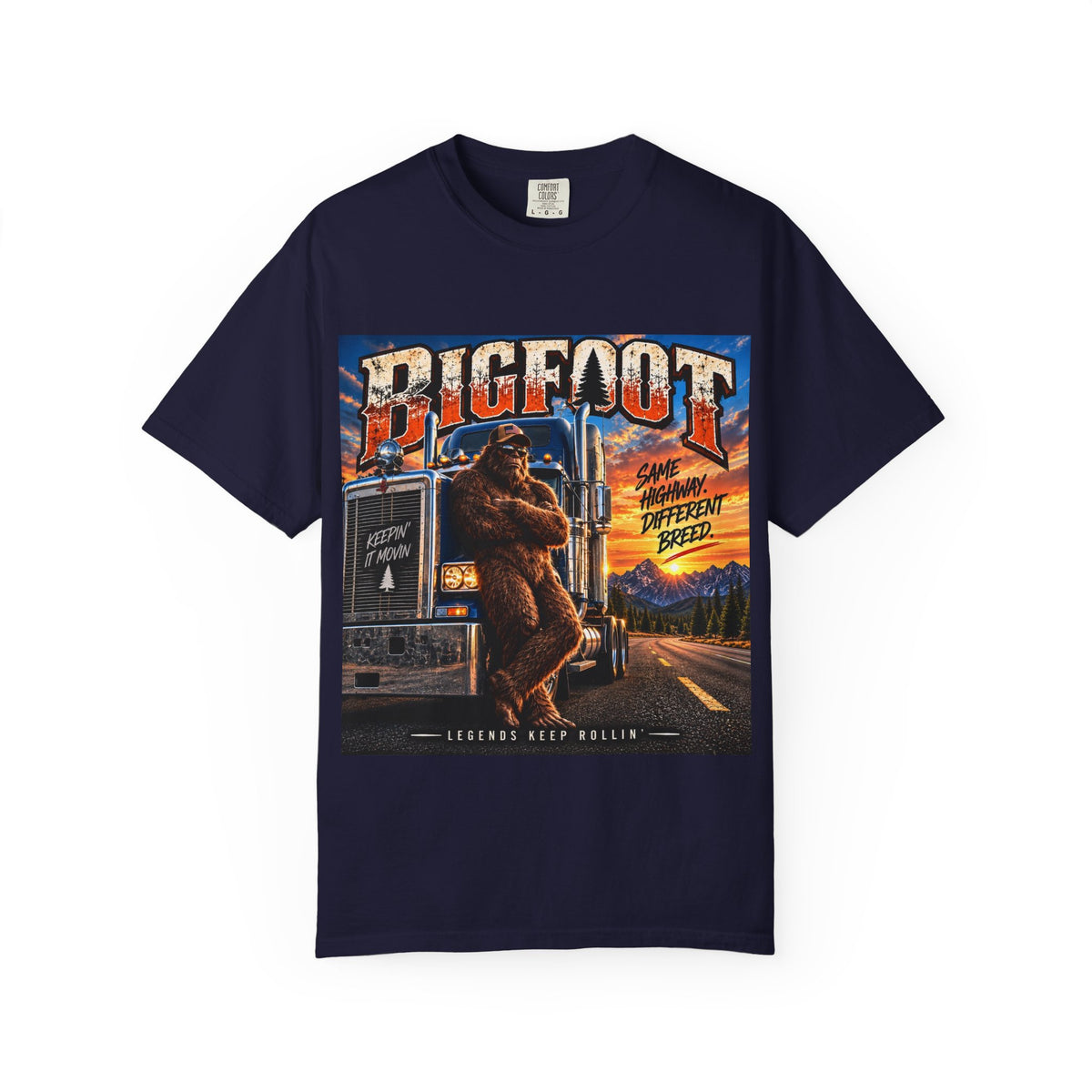 Bigfoot Trucker Vintage Graphic T-Shirt | Sasquatch Highway Retro Design