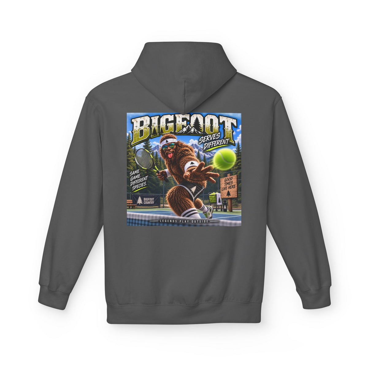 Back Print -  Bigfoot Retro Poster Hoodie | Sasquatch Vintage Cryptid Design