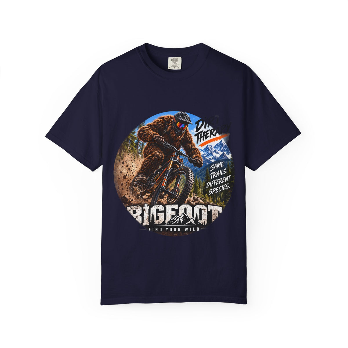 Dirt Therapy Mountain Biker Graphic T-Shirt | Bigfoot Trail Adventure
