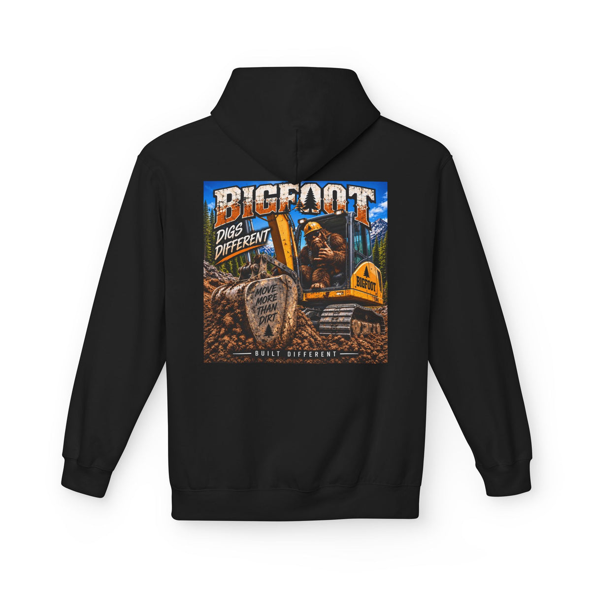 Back Print -  Bigfoot Adventure Illustration Hoodie | Retro Sasquatch Forest Design