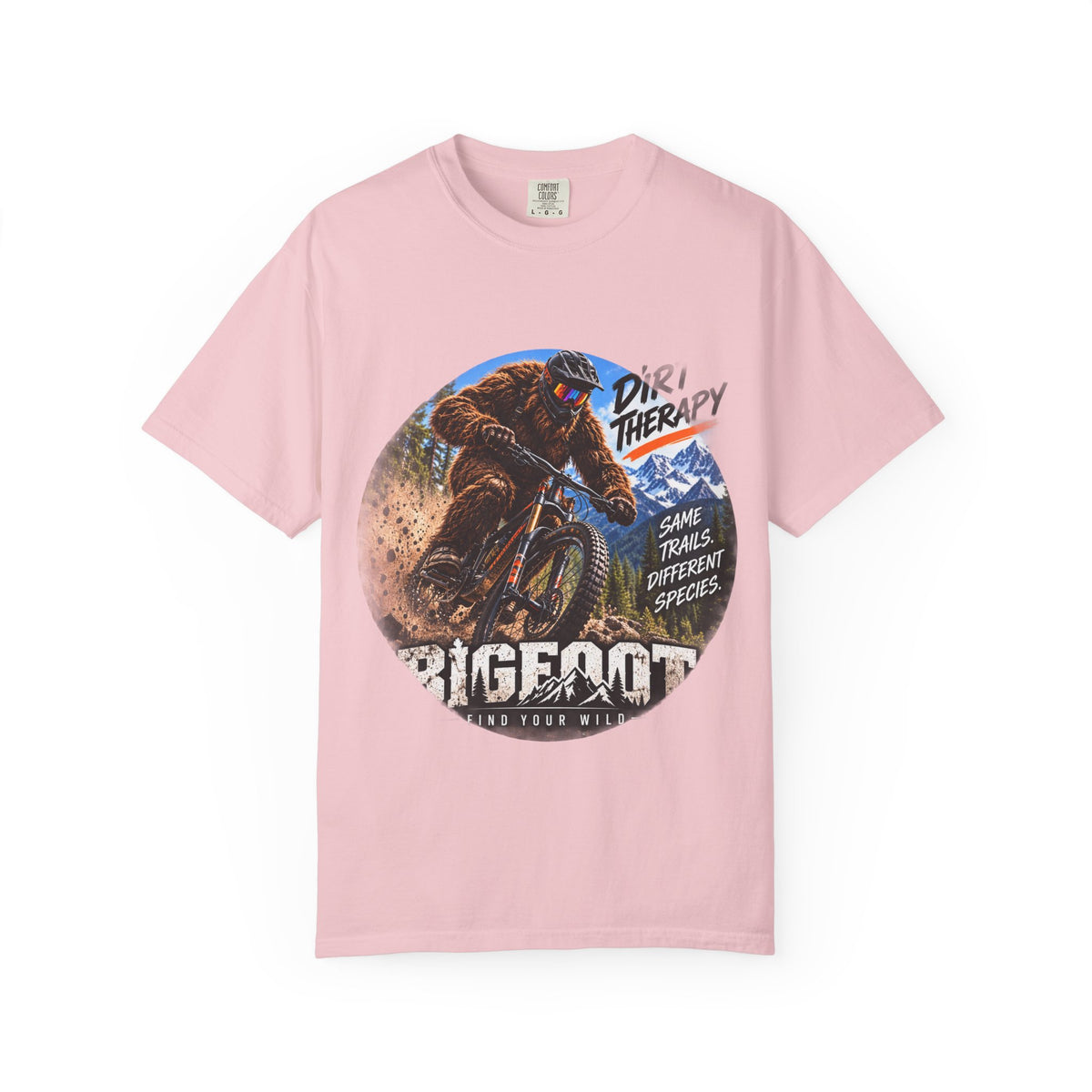 Dirt Therapy Mountain Biker Graphic T-Shirt | Bigfoot Trail Adventure