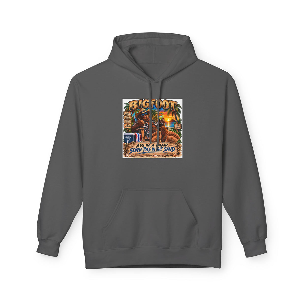 Big Lot Vintage Tropical Scene Hoodie | Sunset Palm Trees, Beach Road Sign