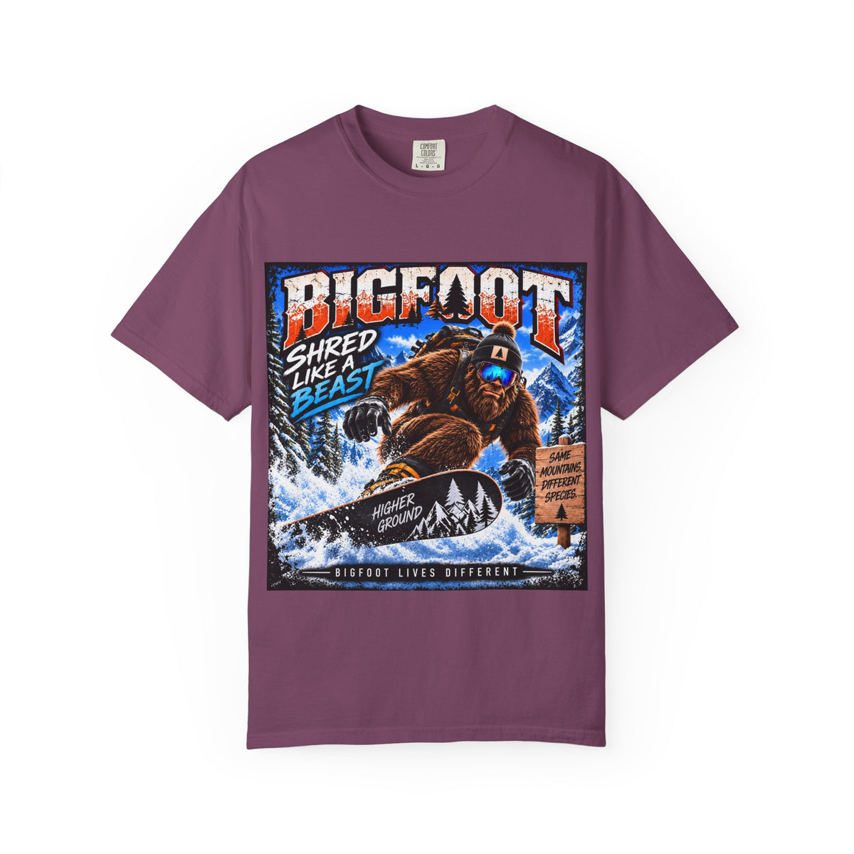 Bigfoot Snowboarder Illustration T-Shirt | Shred Like a Beast Tee