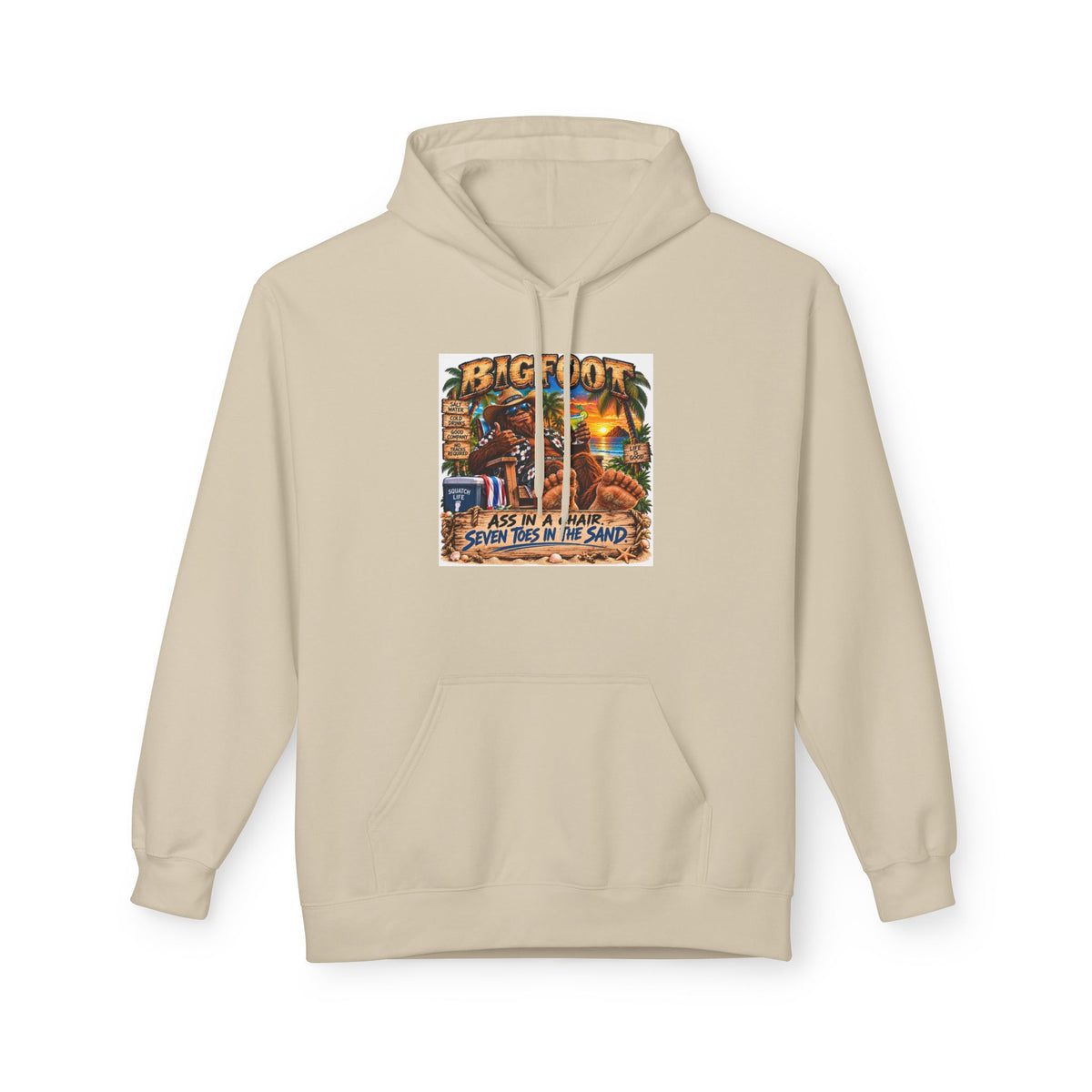 Big Lot Vintage Tropical Scene Hoodie | Sunset Palm Trees, Beach Road Sign