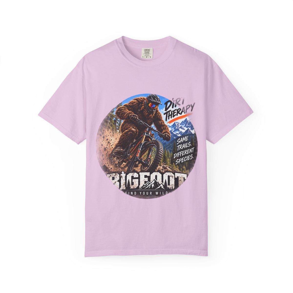 Dirt Therapy Mountain Biker Graphic T-Shirt | Bigfoot Trail Adventure