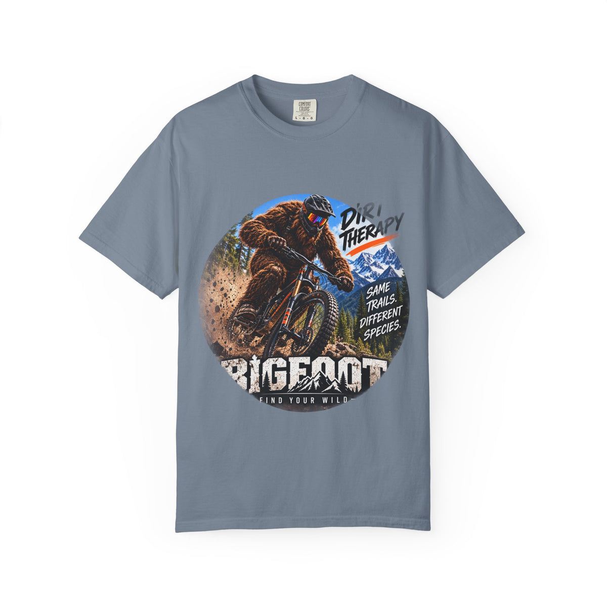 Dirt Therapy Mountain Biker Graphic T-Shirt | Bigfoot Trail Adventure