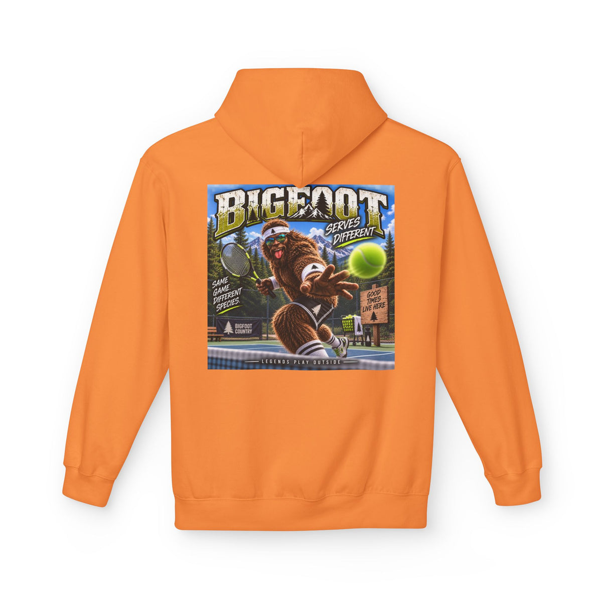 Back Print -  Bigfoot Retro Poster Hoodie | Sasquatch Vintage Cryptid Design