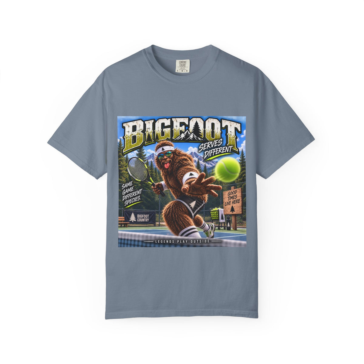Bigfoot Tennis Graphic T-Shirt | Vintage Sports Monster Illustration
