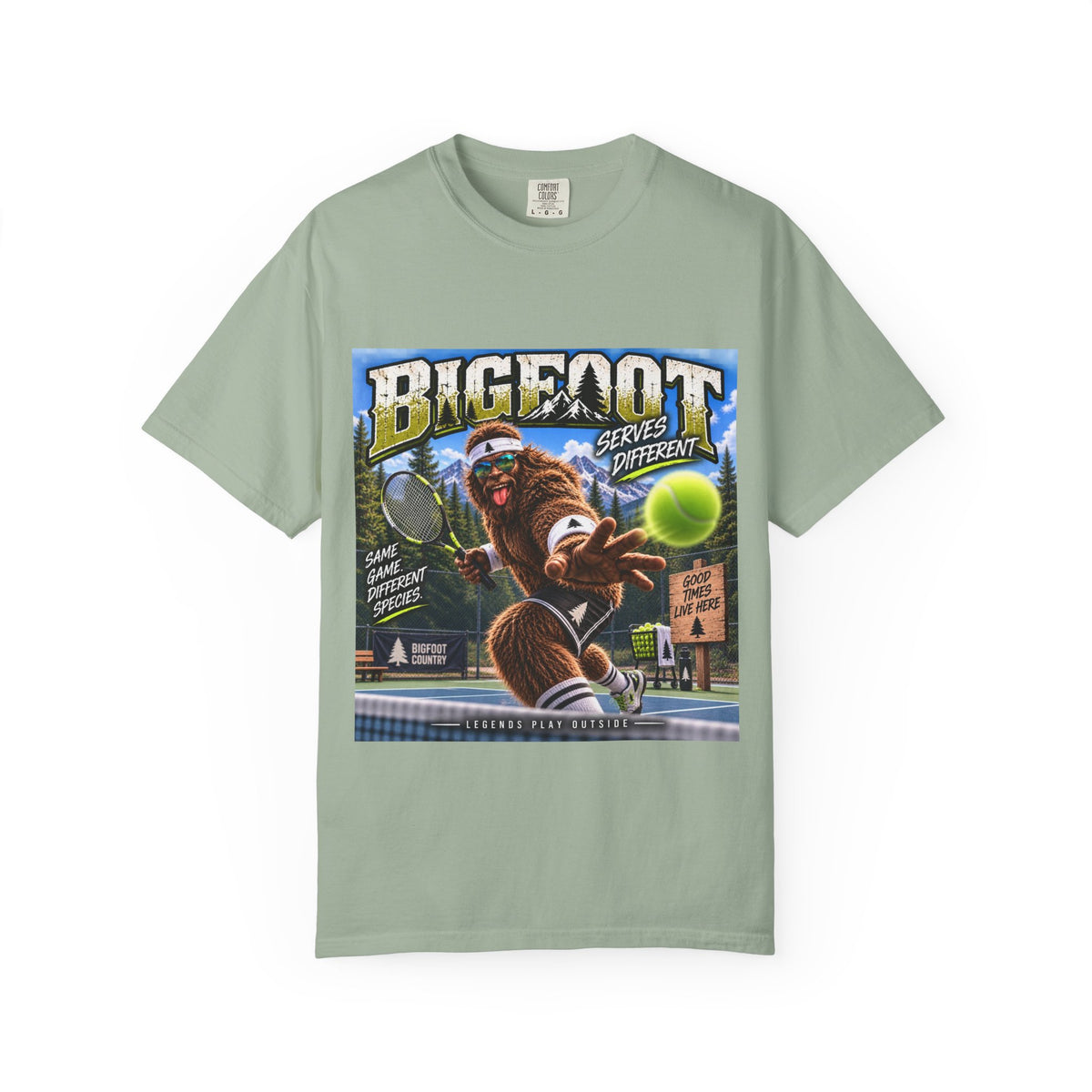 Bigfoot Tennis Graphic T-Shirt | Vintage Sports Monster Illustration