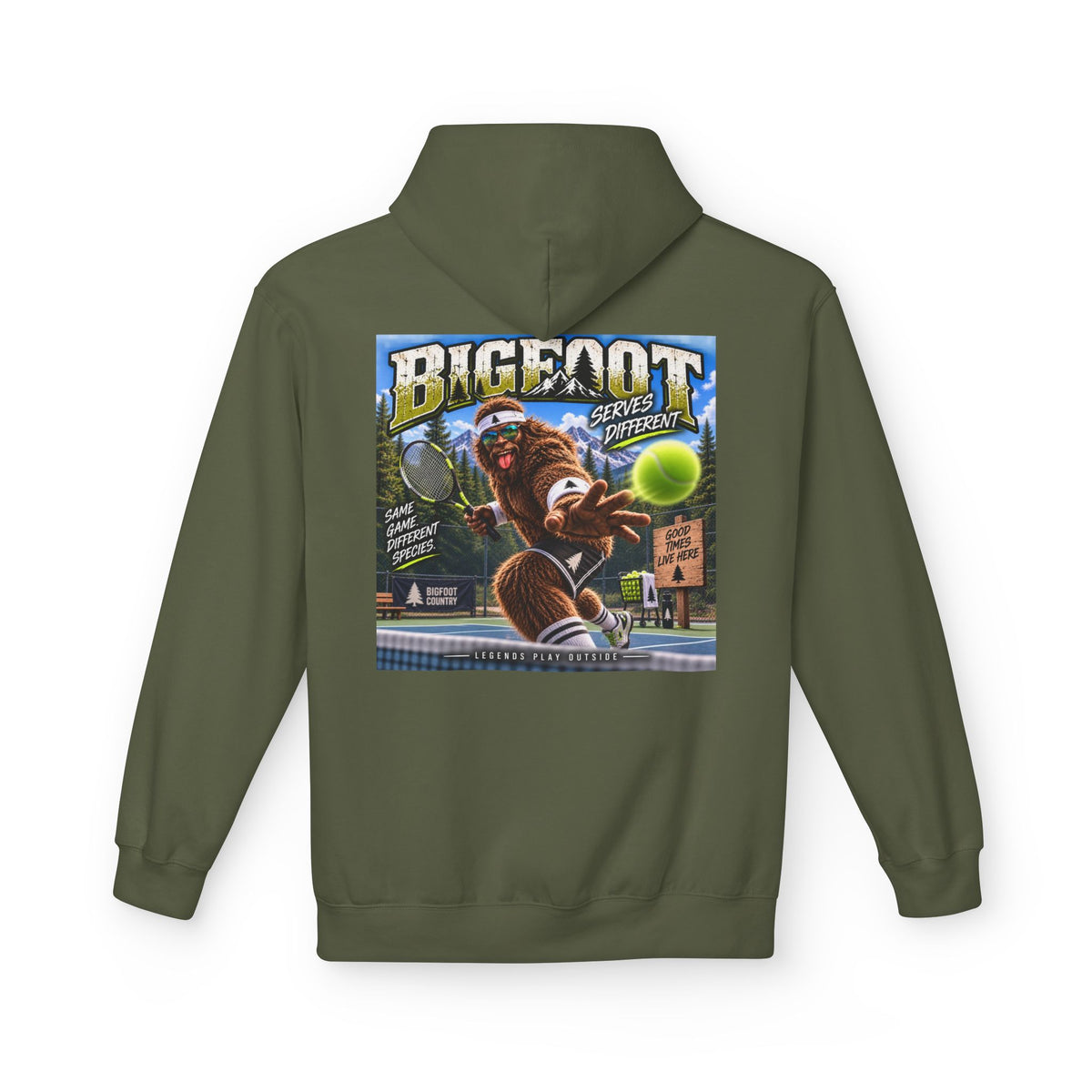 Back Print -  Bigfoot Retro Poster Hoodie | Sasquatch Vintage Cryptid Design