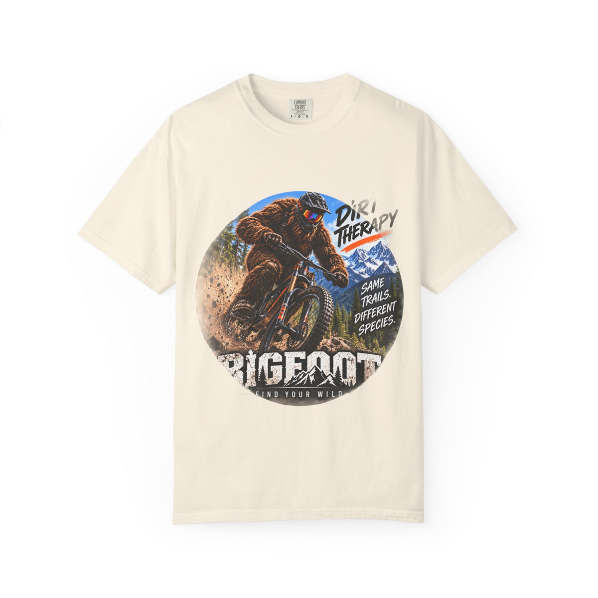 Dirt Therapy Mountain Biker Graphic T-Shirt | Bigfoot Trail Adventure