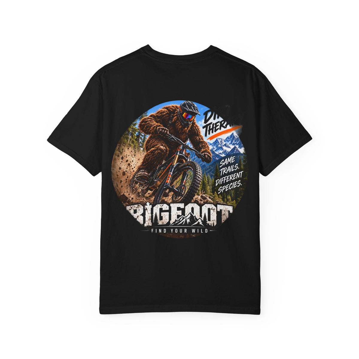 BackPrint -  Dirt Therapy Mountain Biker Graphic T-Shirt | Bigfoot Trail Adventure