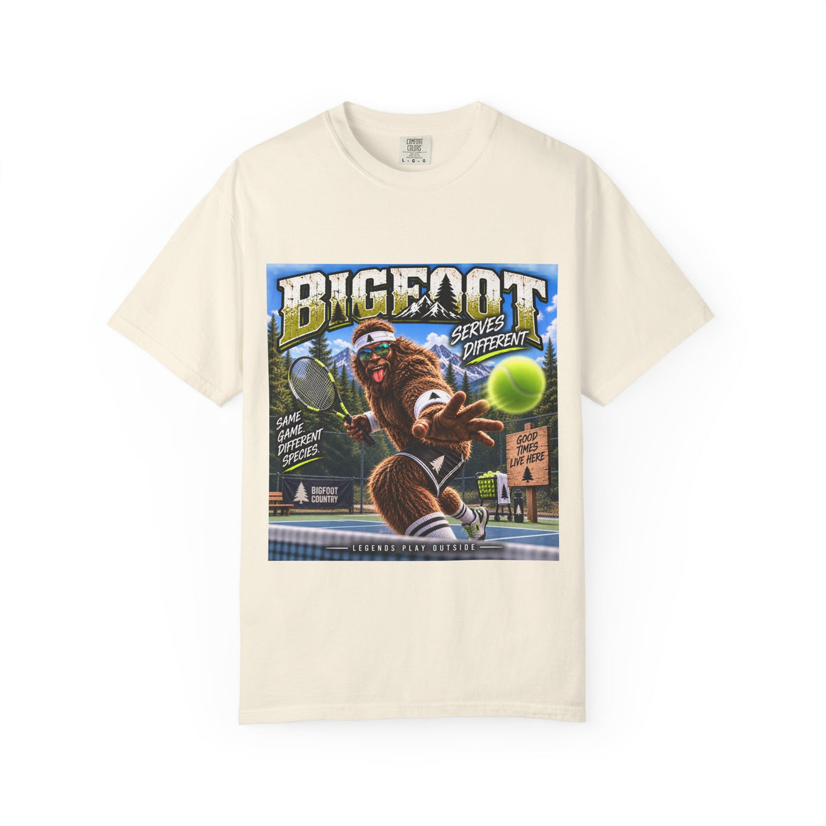 Bigfoot Tennis Graphic T-Shirt | Vintage Sports Monster Illustration