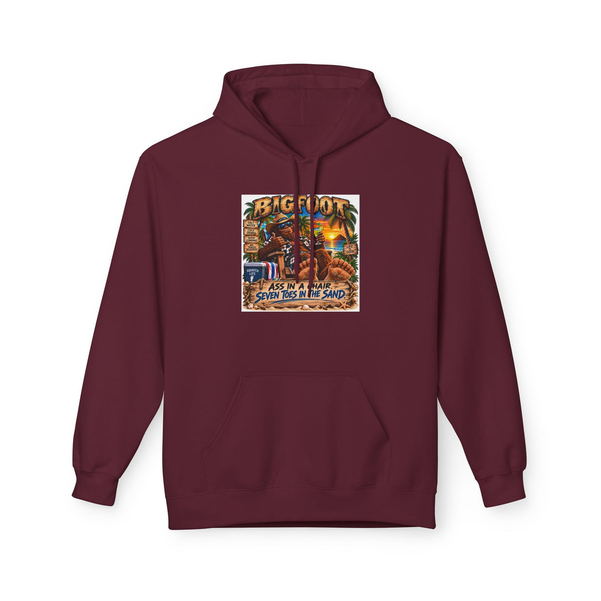 Big Lot Vintage Tropical Scene Hoodie | Sunset Palm Trees, Beach Road Sign