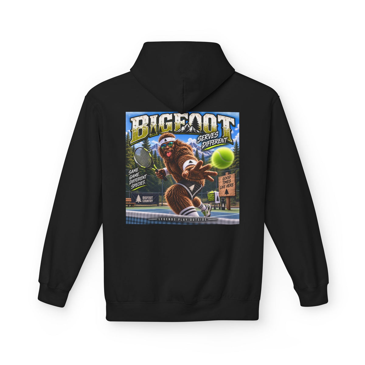 Back Print -  Bigfoot Retro Poster Hoodie | Sasquatch Vintage Cryptid Design