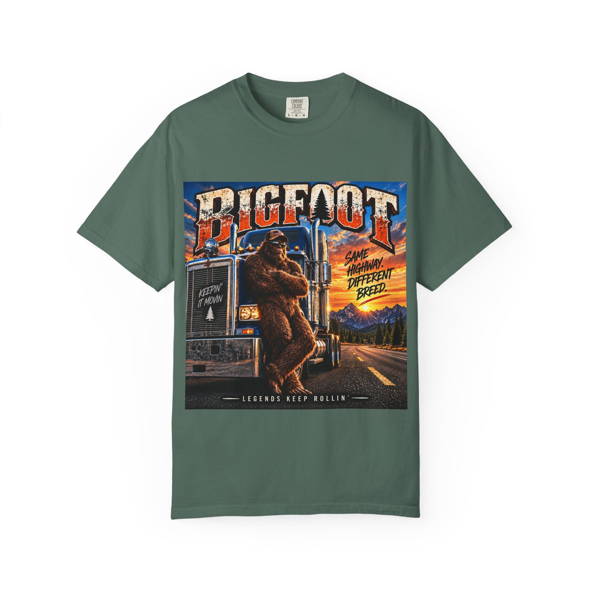 Bigfoot Trucker Vintage Graphic T-Shirt | Sasquatch Highway Retro Design