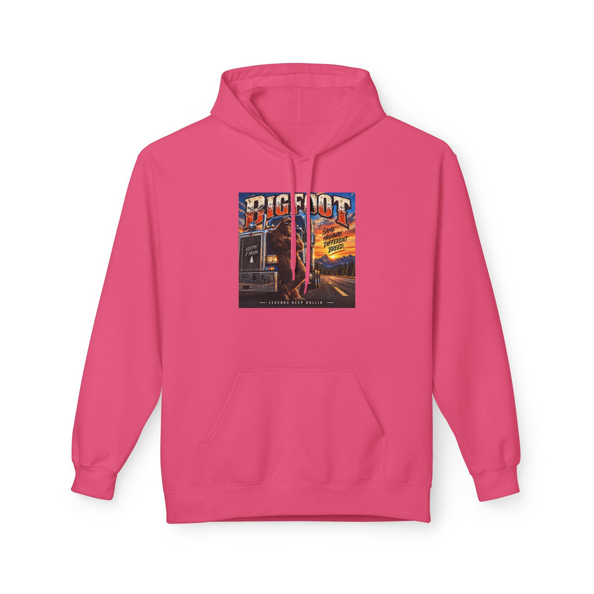 Bigfoot Road Trip Hoodie | Retro Neon Sasquatch Poster