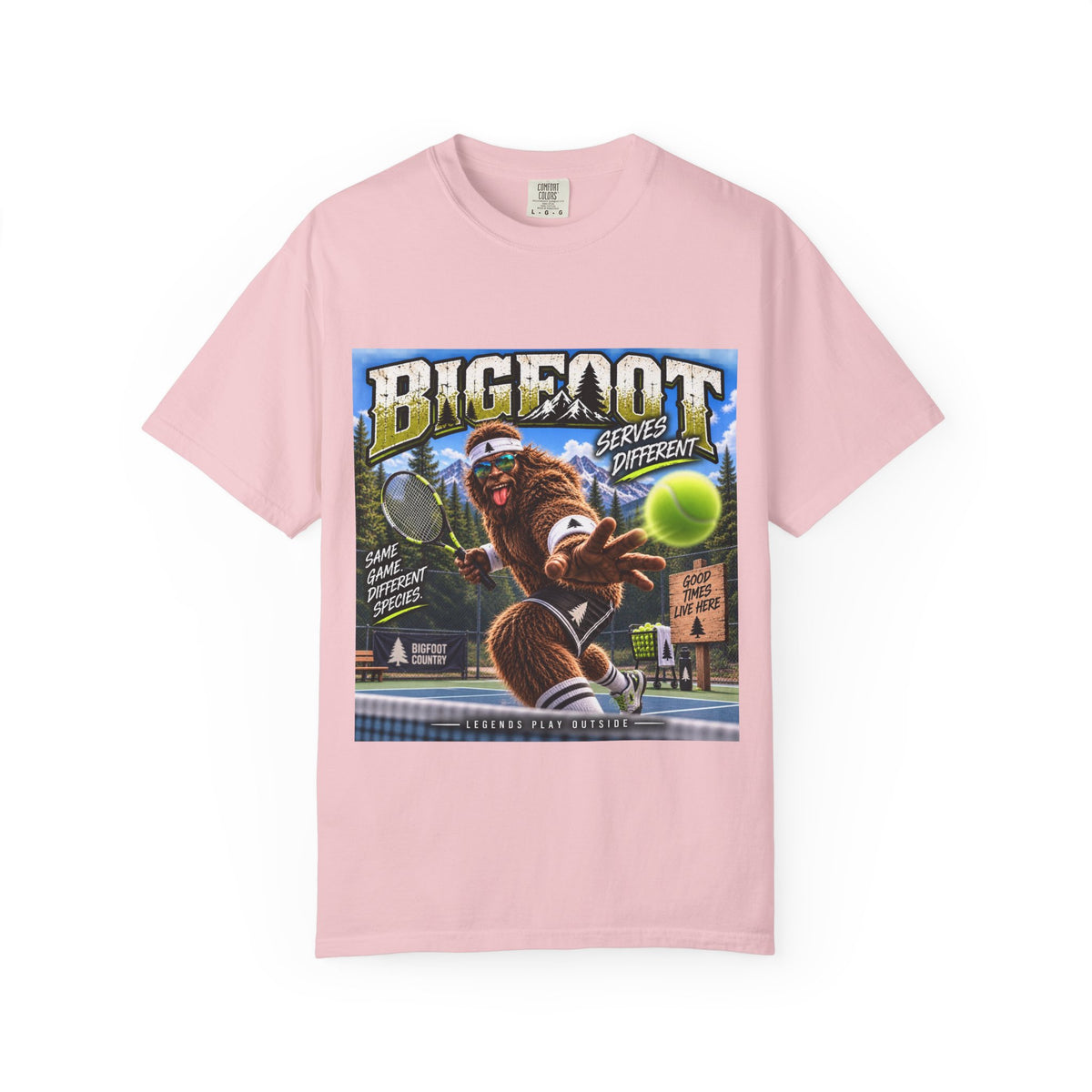 Bigfoot Tennis Graphic T-Shirt | Vintage Sports Monster Illustration