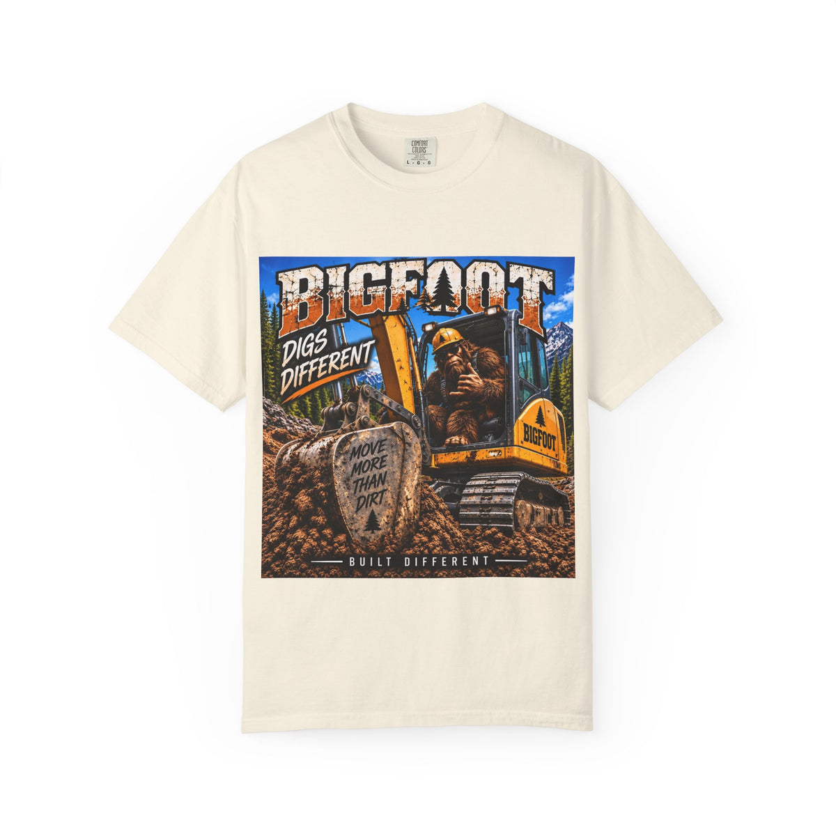 Bigfoot Digs Different excavator shirt | T-Shirt