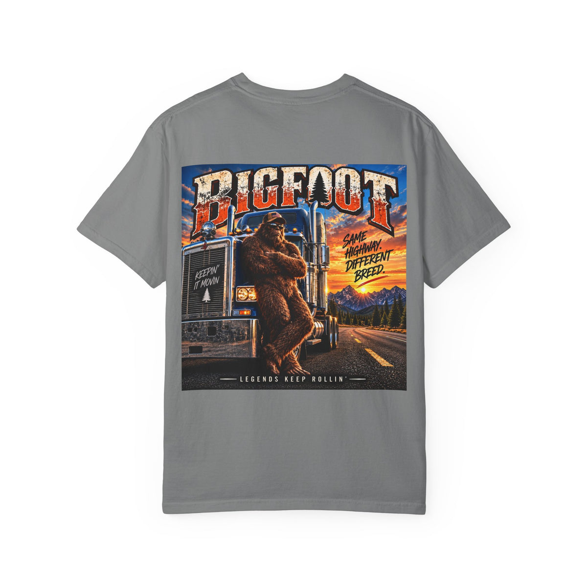 Back-Print  Bigfoot Trucker Vintage Graphic T-Shirt | Sasquatch Highway Retro Design