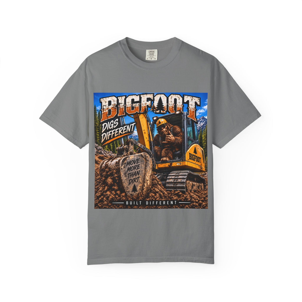 Bigfoot Digs Different excavator shirt | T-Shirt
