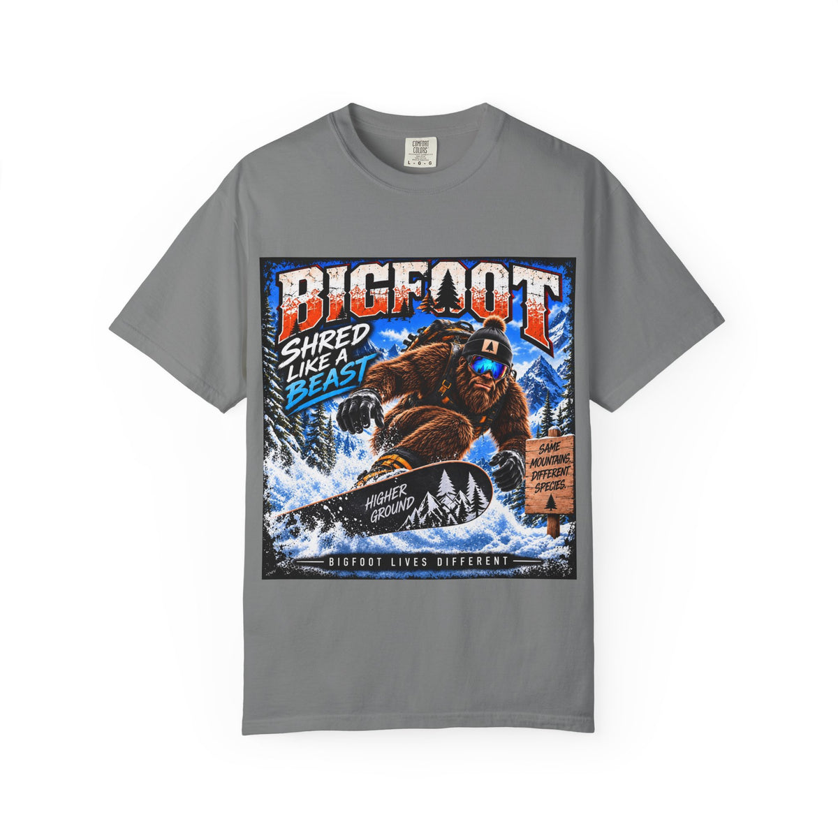 Bigfoot Snowboarder Illustration T-Shirt | Shred Like a Beast Tee