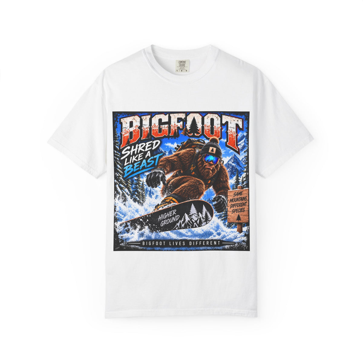 Bigfoot Snowboarder Illustration T-Shirt | Shred Like a Beast Tee