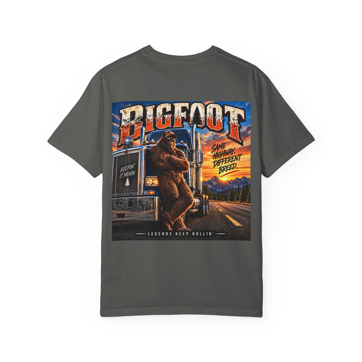 Back-Print  Bigfoot Trucker Vintage Graphic T-Shirt | Sasquatch Highway Retro Design