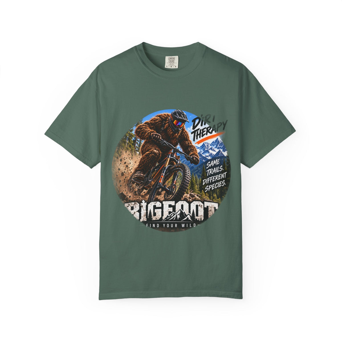 Dirt Therapy Mountain Biker Graphic T-Shirt | Bigfoot Trail Adventure