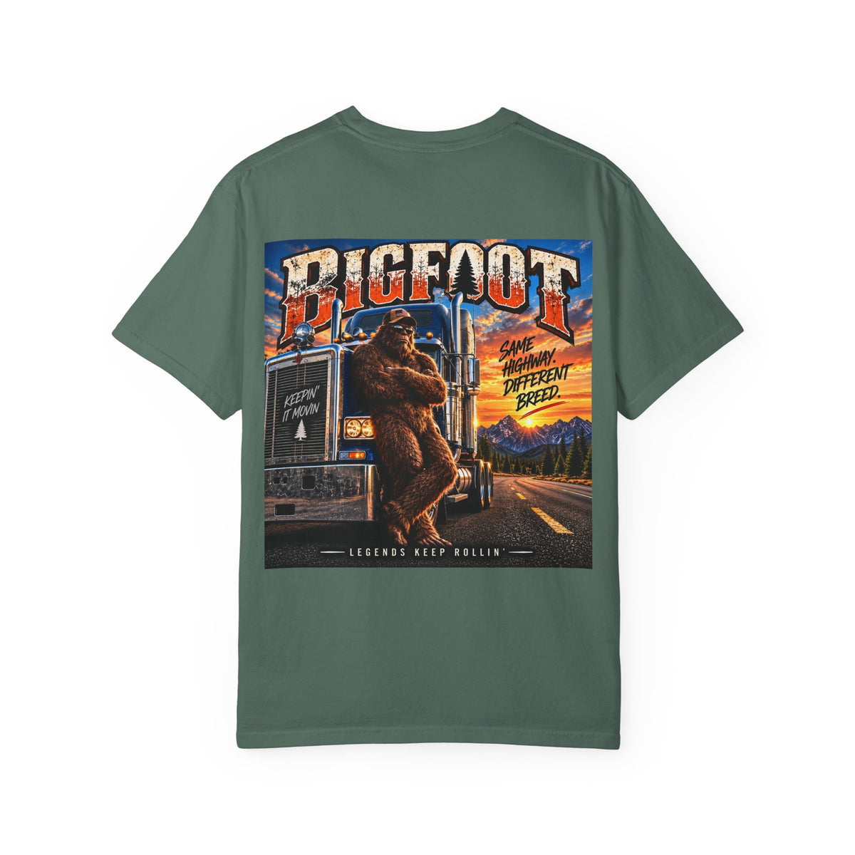 Back-Print  Bigfoot Trucker Vintage Graphic T-Shirt | Sasquatch Highway Retro Design