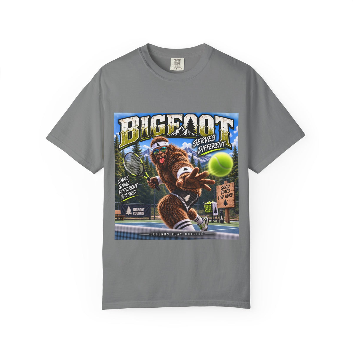 Bigfoot Tennis Graphic T-Shirt | Vintage Sports Monster Illustration