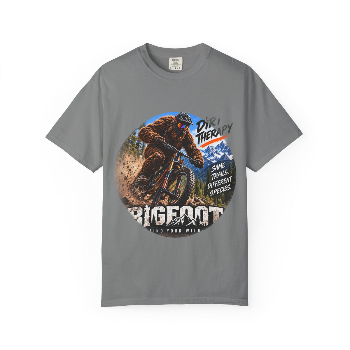 Dirt Therapy Mountain Biker Graphic T-Shirt | Bigfoot Trail Adventure