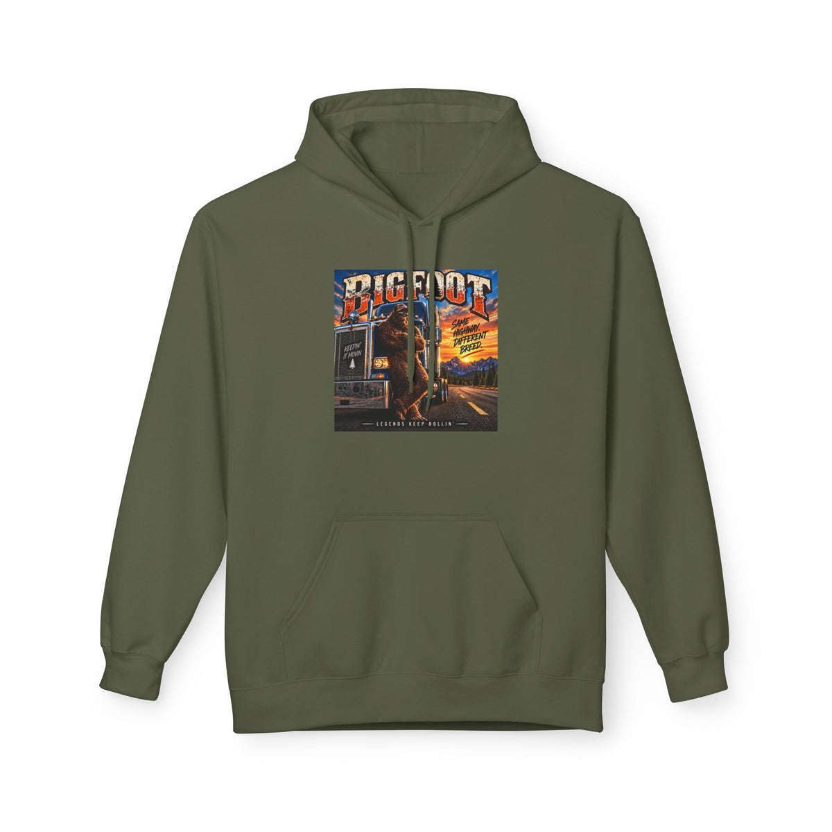 Bigfoot Road Trip Hoodie | Retro Neon Sasquatch Poster