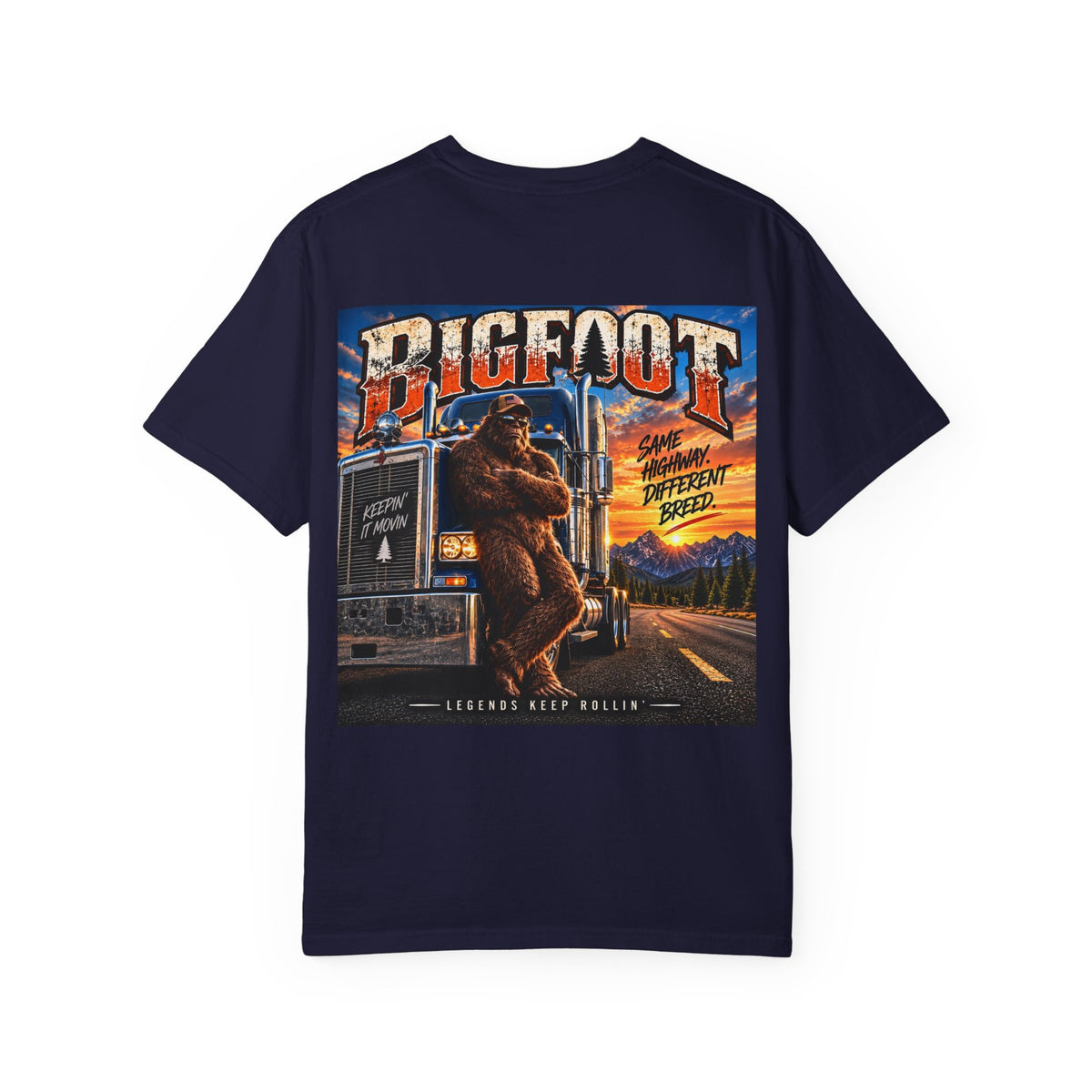 Back-Print  Bigfoot Trucker Vintage Graphic T-Shirt | Sasquatch Highway Retro Design
