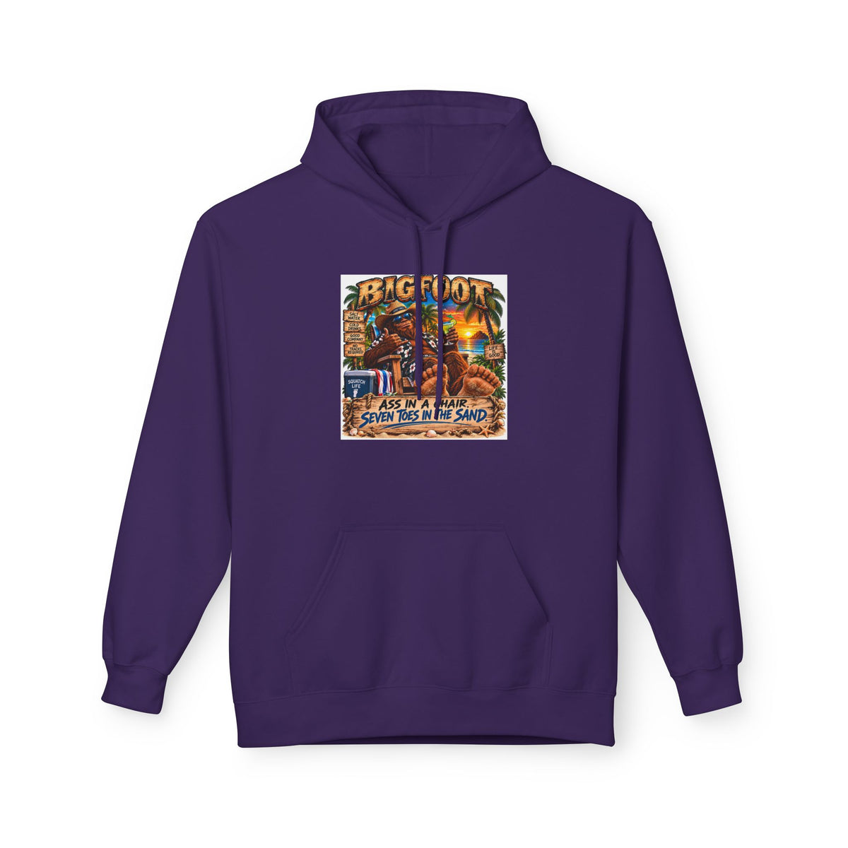 Big Lot Vintage Tropical Scene Hoodie | Sunset Palm Trees, Beach Road Sign