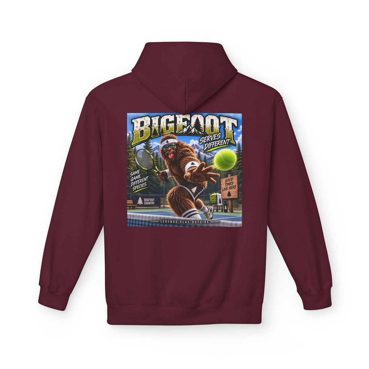 Back Print -  Bigfoot Retro Poster Hoodie | Sasquatch Vintage Cryptid Design