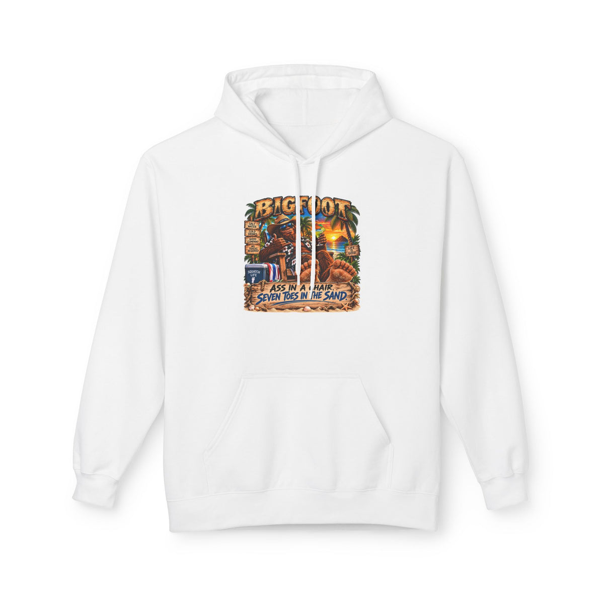 Big Lot Vintage Tropical Scene Hoodie | Sunset Palm Trees, Beach Road Sign