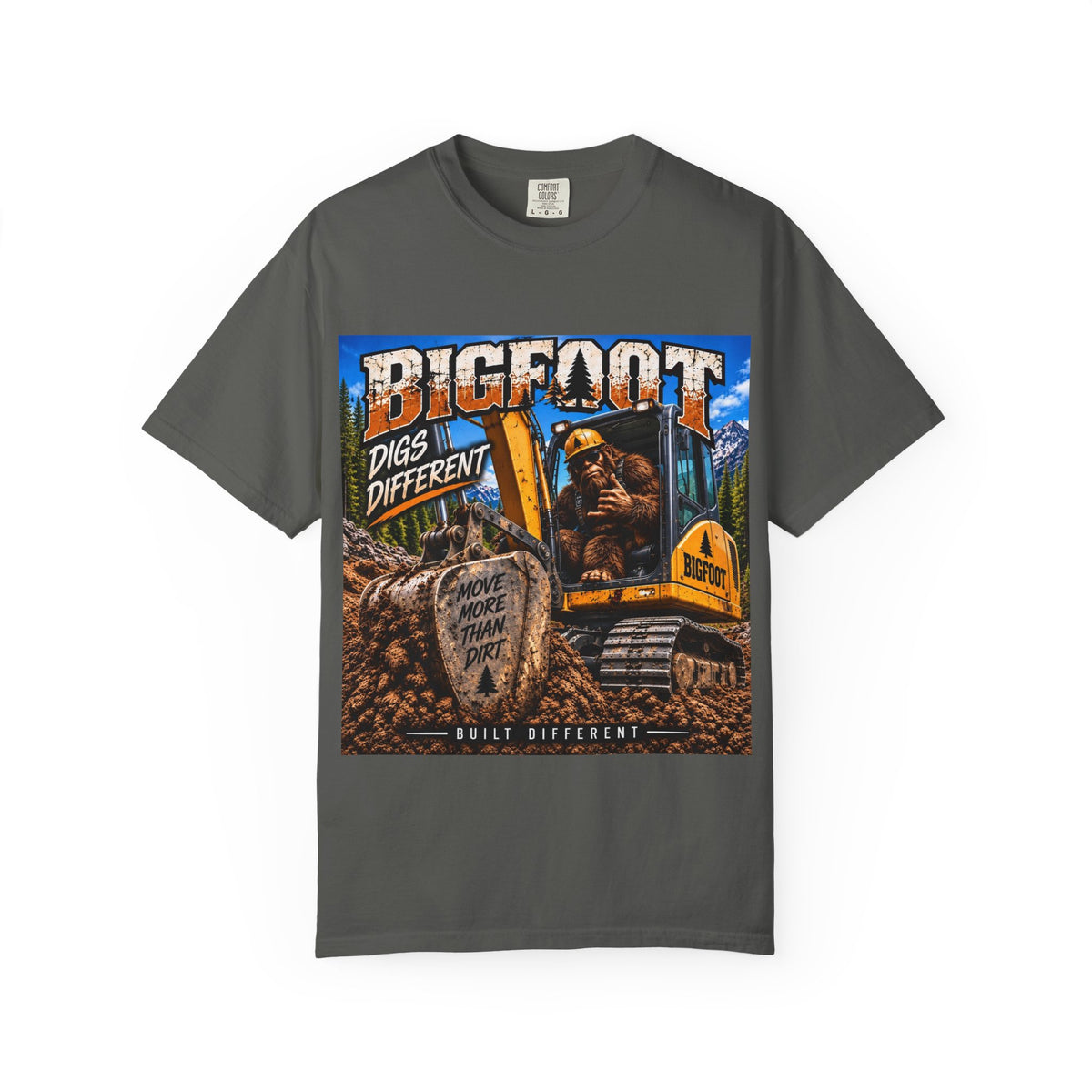 Bigfoot Digs Different excavator shirt | T-Shirt